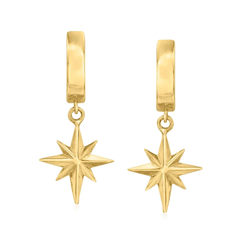 Jewelry Clearance – Final Chance To Save Big Canaria 10kt Yellow Gold North Star Hoop Drop Earrings Jewelry Clearance – Final Chance To Save Big Canaria 10kt Yellow Gold North Star Hoop Drop Earrings