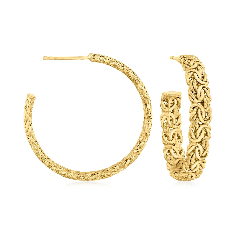 Shop Signature Jewelry Styles At Exclusive Prices Canaria 10kt Yellow Gold Textured and Polished Byzantine C-Hoop Earrings Shop Signature Jewelry Styles At Exclusive Prices Canaria 10kt Yellow Gold Textured and Polished Byzantine C-Hoop Earrings
