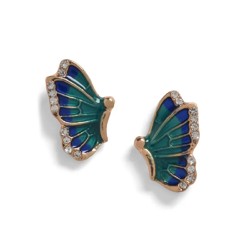 Premium Diamond Jewelry For Unforgettable Moments Enamel Butterfly Shaped Designer Studs Premium Diamond Jewelry For Unforgettable Moments Enamel Butterfly Shaped Designer Studs