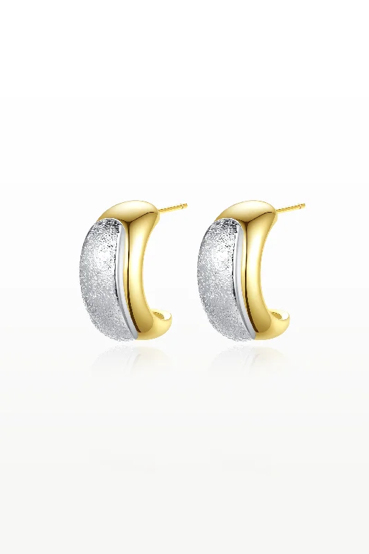 Stunning Jewelry At A Fraction Of The Price Frosted and Matted Texture Two Tone Hoop Earrings Stunning Jewelry At A Fraction Of The Price Frosted and Matted Texture Two Tone Hoop Earrings