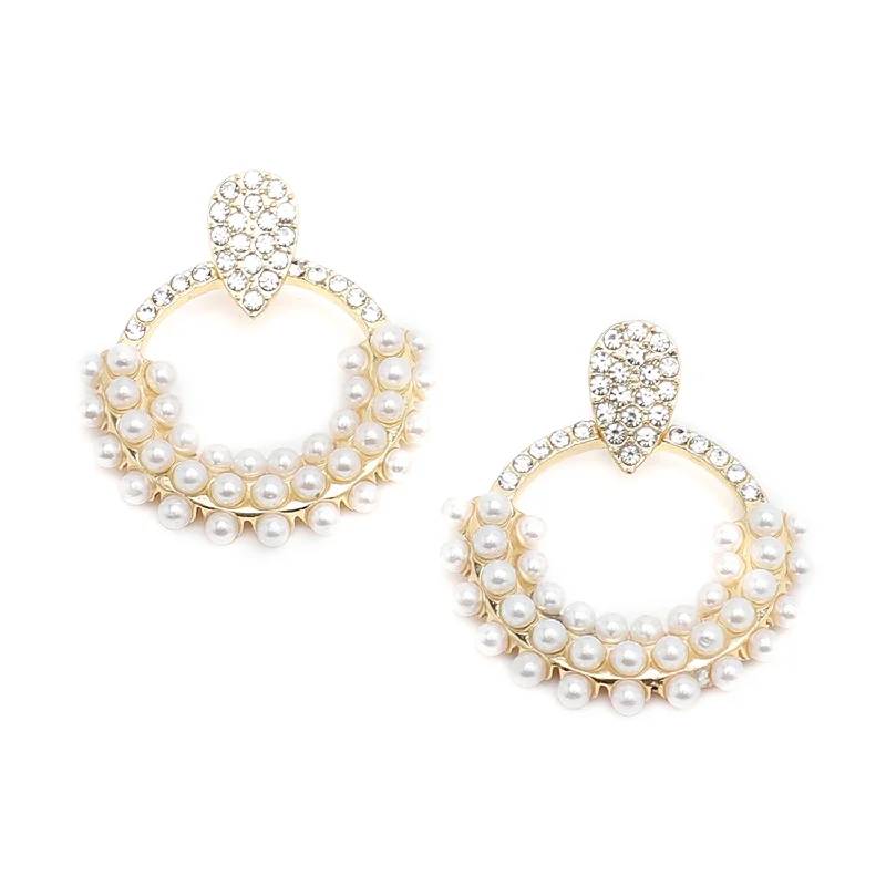 Trendy Minimalist Jewelry For Everyday Wear Gold Color Gold Plated Party Designer Stone And Pearls Drop Earring For Women's Trendy Minimalist Jewelry For Everyday Wear Gold Color Gold Plated Party Designer Stone And Pearls Drop Earring For Women's