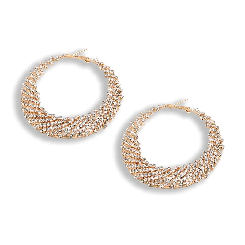 Delicate Crystal Jewelry For Sophisticated Charm Gold Color Gold Plated Party Designer Stone Hoop Earring For Women's Delicate Crystal Jewelry For Sophisticated Charm Gold Color Gold Plated Party Designer Stone Hoop Earring For Women's