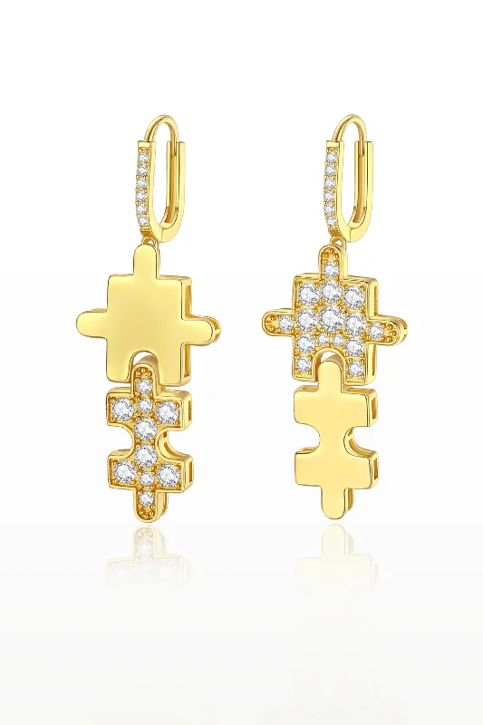 Exclusive Gemstone Jewelry At Special Prices Gold Jigsaw Puzzle Drop Earrings