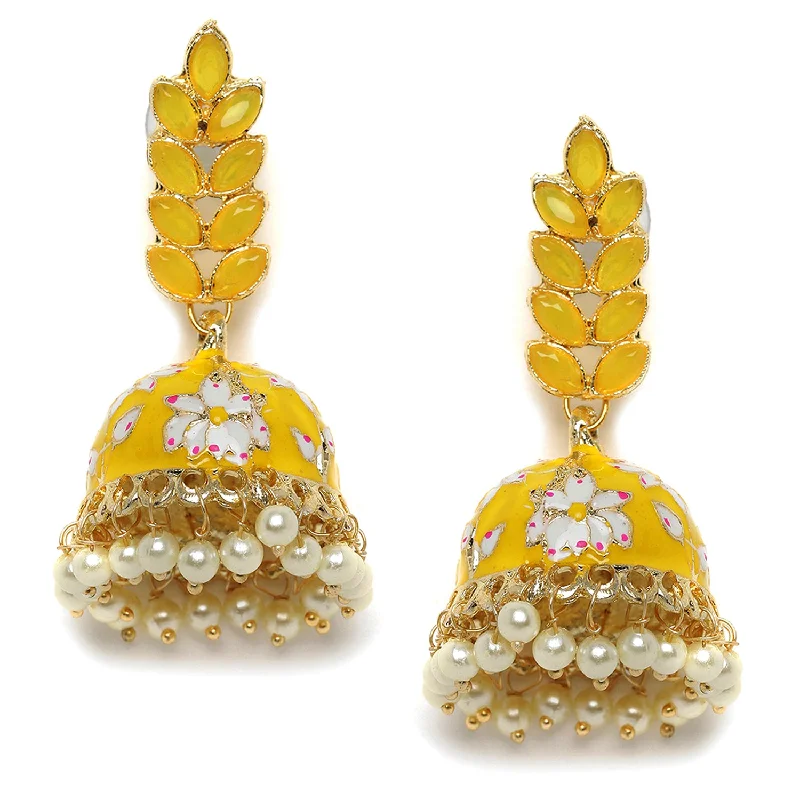 Personalized Jewelry At Special Discount Rates Gold-plated Meenakari Jhumkas