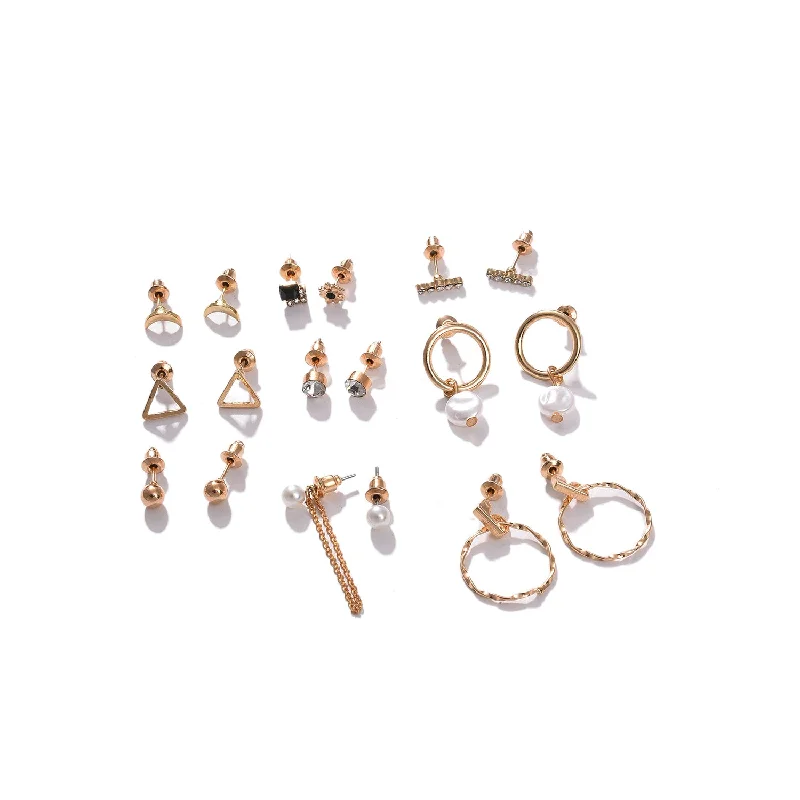 Exclusive Jewelry Offers – Shine For Less Gold-toned Contemporary Studs Earrings