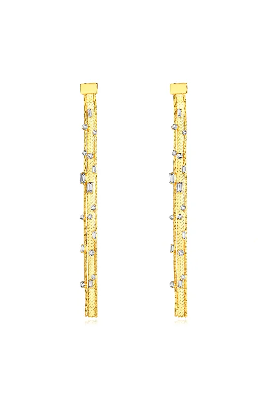 Fashion-Forward Jewelry At Incredible Prices Golden Tassel Zirconia Earrings