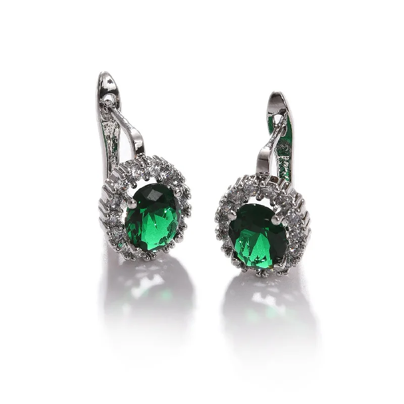 Bold And Beautiful Jewelry Now At Irresistible Prices Green Color Pack Of 2 Silver Plated American Diamond Stud For Women's Bold And Beautiful Jewelry Now At Irresistible Prices Green Color Pack Of 2 Silver Plated American Diamond Stud For Women's