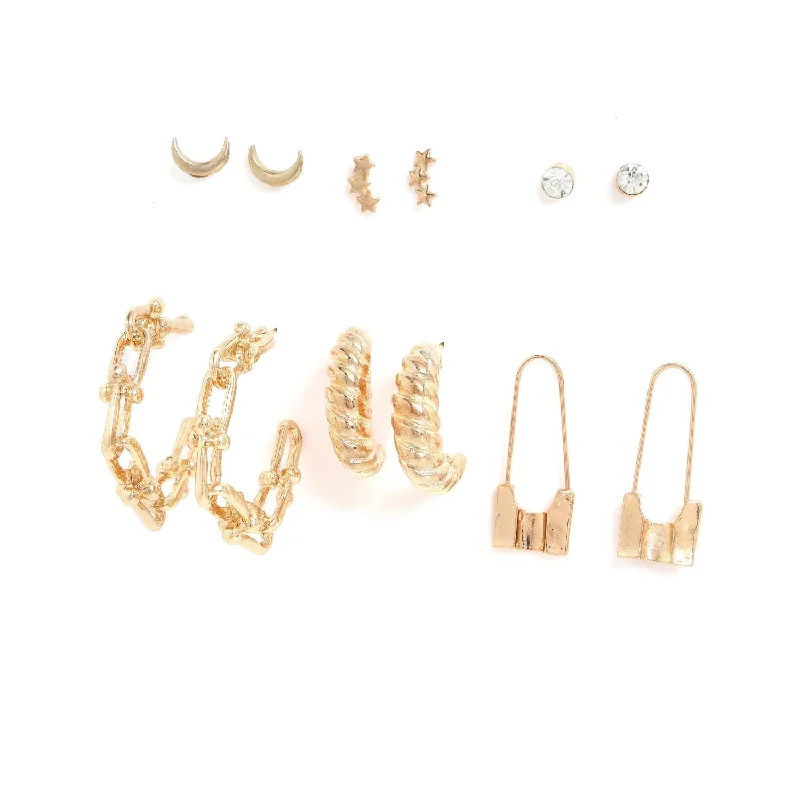 Luxury Jewelry At Unbeatable Discounts Pack Of 6 Gold Plated Designer Earrings