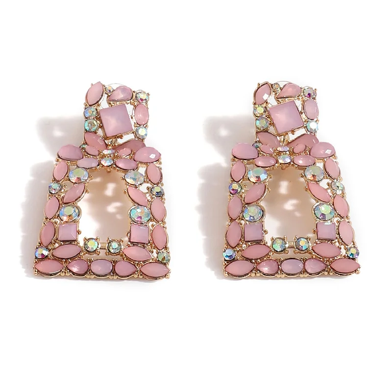 Buy More, Save More On Stunning Jewelry Pieces Pink Color Pink Stone Designer Drop Earrings For Women's Buy More, Save More On Stunning Jewelry Pieces Pink Color Pink Stone Designer Drop Earrings For Women's