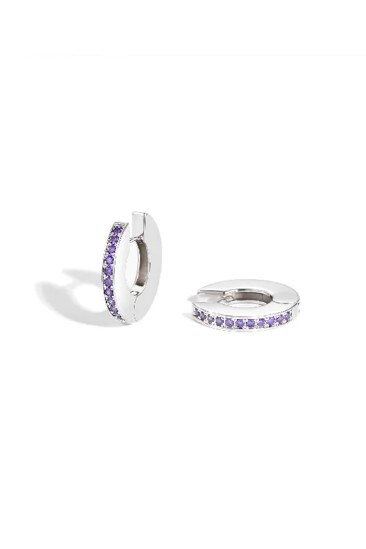 Discounted Jewelry For A Glamorous Look Purple Cubic Zirconia Hoop Earrings