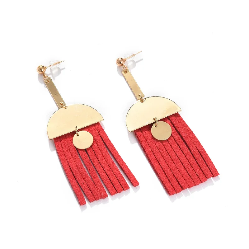 Flash Sale On Exquisite Jewelry – Don't Miss Out Red Color Gold Plated Designer Drop Earring For Women's Flash Sale On Exquisite Jewelry – Don't Miss Out Red Color Gold Plated Designer Drop Earring For Women's