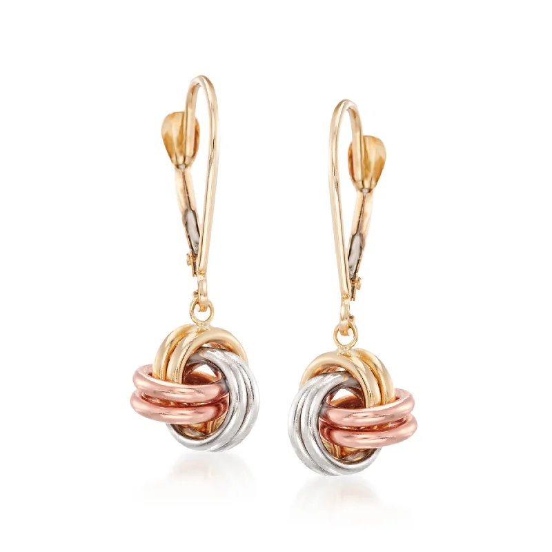 Fine Jewelry, Limited-Time Offers Available Ross-Simons 14kt Tri-Colored Gold Love Knot Drop Earrings Fine Jewelry, Limited-Time Offers Available Ross-Simons 14kt Tri-Colored Gold Love Knot Drop Earrings