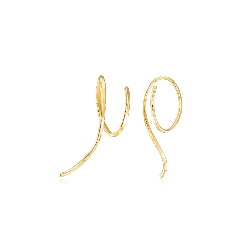 Chic, Trendy, And Affordable Jewelry Sale Ross-Simons 14kt Yellow Gold Endless Swirl Wire Threader Earrings Chic, Trendy, And Affordable Jewelry Sale Ross-Simons 14kt Yellow Gold Endless Swirl Wire Threader Earrings