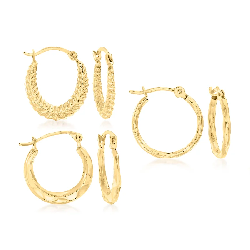 High-Quality Jewelry At A Fraction Of The Cost Ross-Simons 14kt Yellow Gold Jewelry Set: 3 Pairs Of Huggie Hoop Earrings High-Quality Jewelry At A Fraction Of The Cost Ross-Simons 14kt Yellow Gold Jewelry Set: 3 Pairs Of Huggie Hoop Earrings