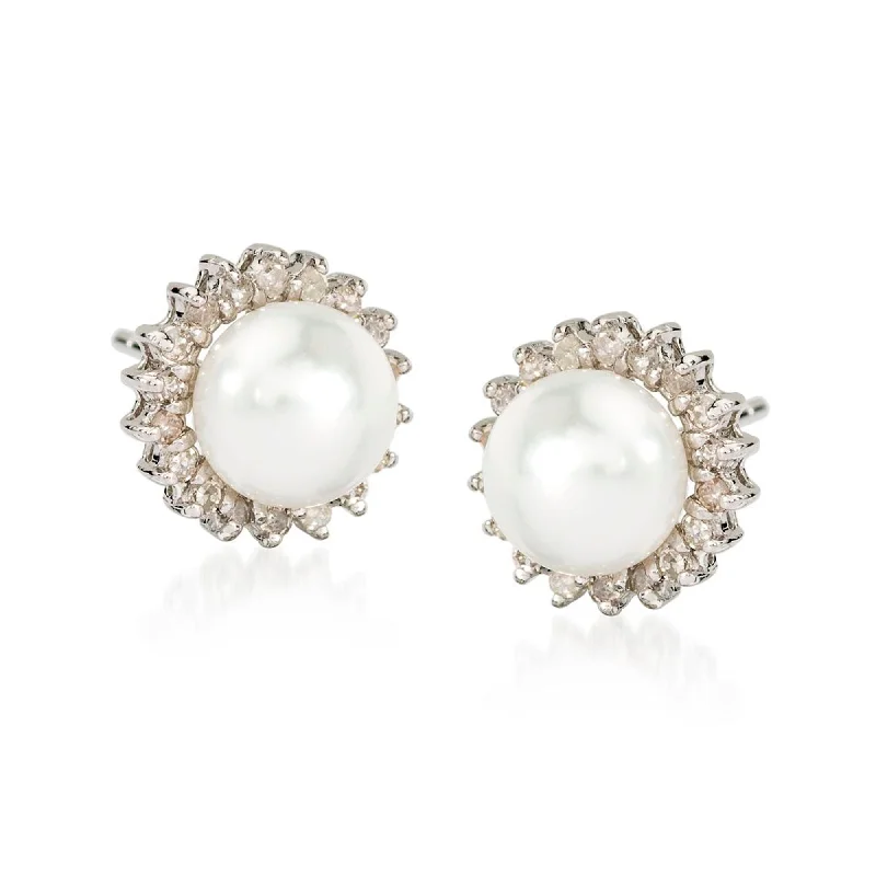 Discounted Jewelry For A Glamorous Look Ross-Simons 7mm Cultured Pearl and . Diamond Earrings in 14kt White Gold Discounted Jewelry For A Glamorous Look Ross-Simons 7mm Cultured Pearl and . Diamond Earrings in 14kt White Gold