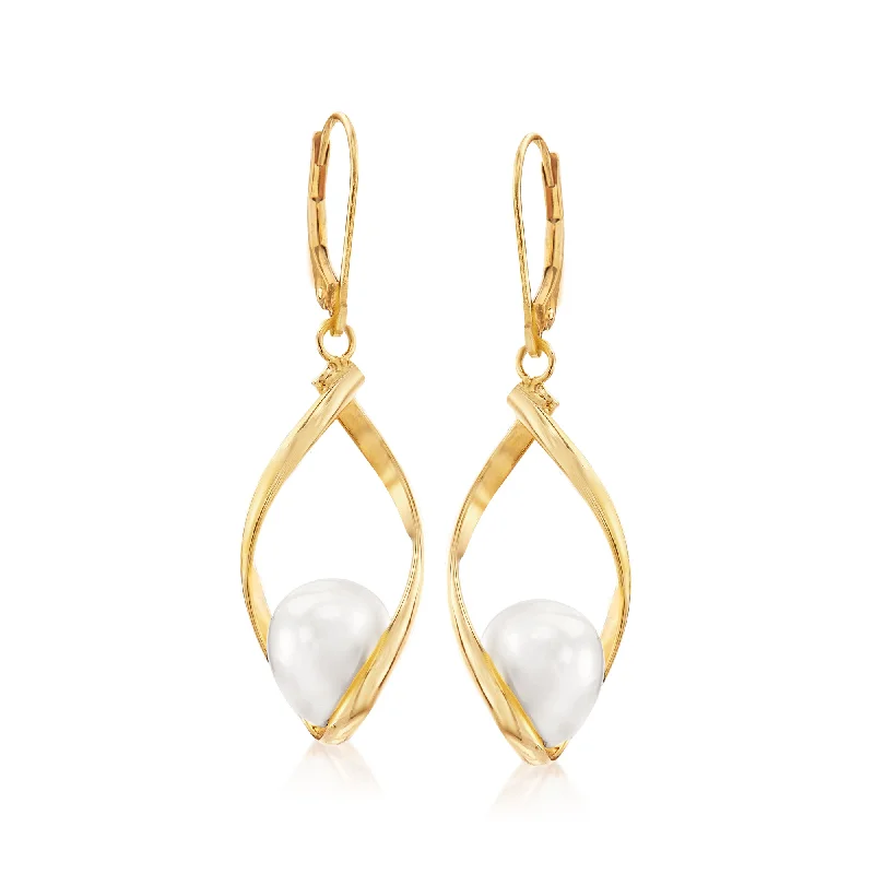 Trending Jewelry Now At Unbeatable Prices Ross-Simons 8.5-9mm Cultured Pearl Twisted Drop Earrings in 14kt Yellow Gold Trending Jewelry Now At Unbeatable Prices Ross-Simons 8.5-9mm Cultured Pearl Twisted Drop Earrings in 14kt Yellow Gold