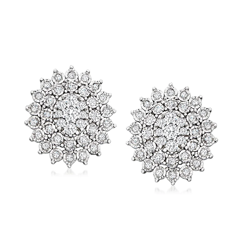 Stunning Statement Jewelry, Unbeatable Discounts Ross-Simons Diamond Oval Cluster Earrings in Sterling Silver Stunning Statement Jewelry, Unbeatable Discounts Ross-Simons Diamond Oval Cluster Earrings in Sterling Silver