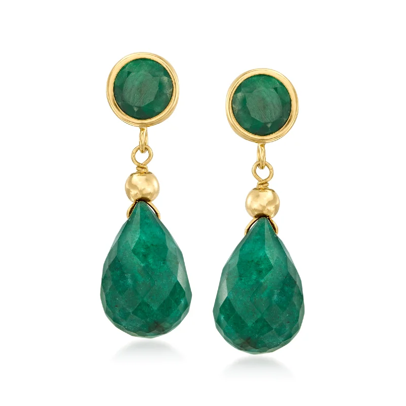 Big Discounts On Elegant Jewelry Collections Ross-Simons Emerald Drop Earrings in 14kt Yellow Gold Big Discounts On Elegant Jewelry Collections Ross-Simons Emerald Drop Earrings in 14kt Yellow Gold