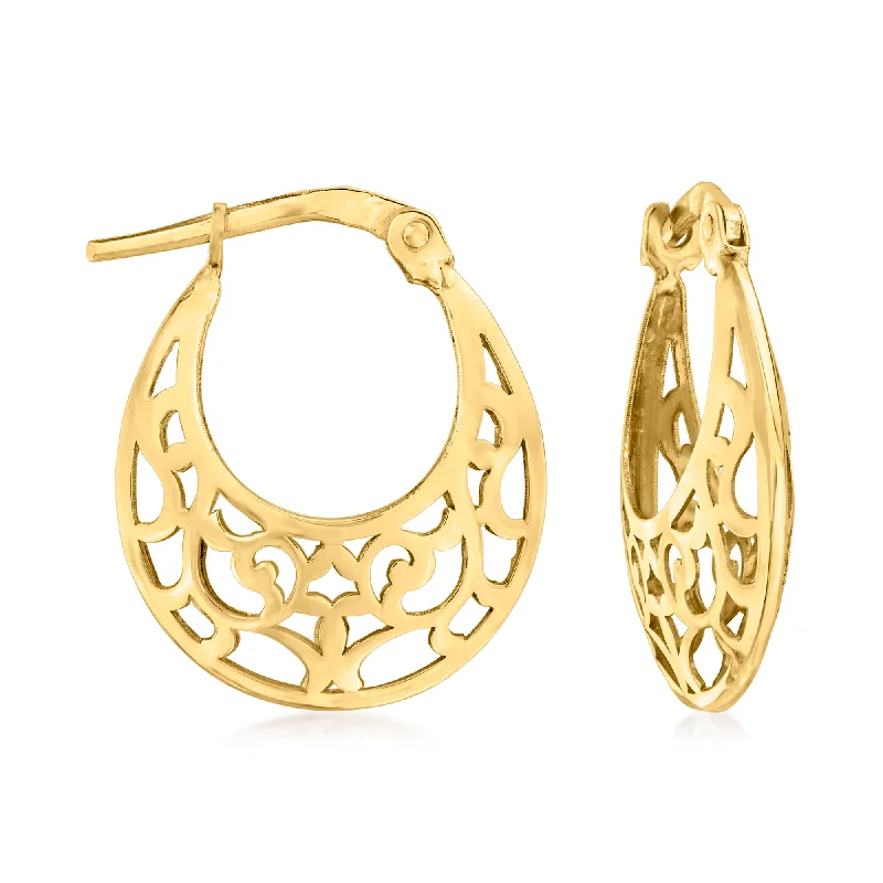 Get The Jewelry You Love At A Price You Love Ross-Simons Italian 14kt Yellow Gold Filigree Hoop Earrings Get The Jewelry You Love At A Price You Love Ross-Simons Italian 14kt Yellow Gold Filigree Hoop Earrings