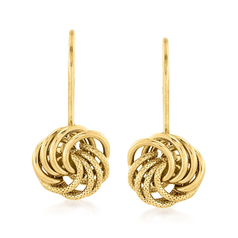 Shop Stylish Jewelry Now And Save Big Ross-Simons Italian 14kt Yellow Gold Textured and Polished Rosette Drop Earrings Shop Stylish Jewelry Now And Save Big Ross-Simons Italian 14kt Yellow Gold Textured and Polished Rosette Drop Earrings