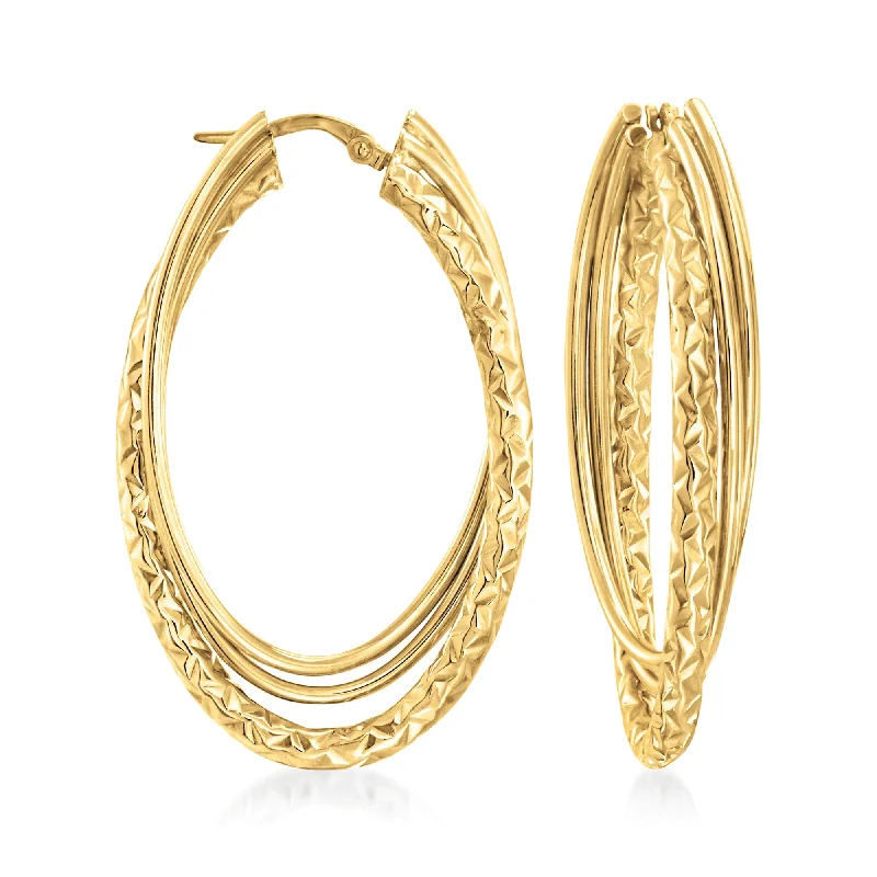 Limited-Stock Jewelry Sale – Once It's Gone, It's Gone Ross-Simons Italian 14kt Yellow Gold Triple Hoop Earrings Limited-Stock Jewelry Sale – Once It's Gone, It's Gone Ross-Simons Italian 14kt Yellow Gold Triple Hoop Earrings