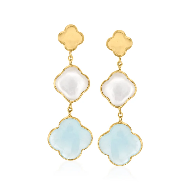 Elegant Jewelry, Exclusive Prices – Shop Now Ross-Simons Italian Mother-Of-Pearl and Aquamarine Clover Drop Earrings in 14kt Yellow Gold Elegant Jewelry, Exclusive Prices – Shop Now Ross-Simons Italian Mother-Of-Pearl and Aquamarine Clover Drop Earrings in 14kt Yellow Gold