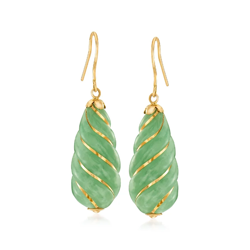 Discounted Jewelry For A Glamorous Look Ross-Simons Jade Drop Earrings in 14kt Yellow Gold Discounted Jewelry For A Glamorous Look Ross-Simons Jade Drop Earrings in 14kt Yellow Gold
