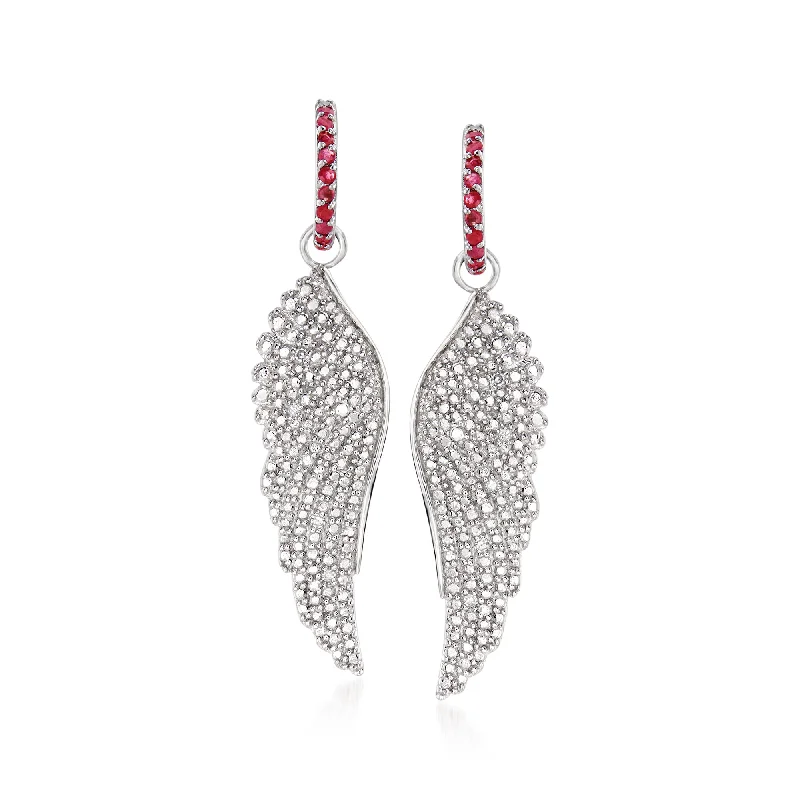 Gorgeous Jewelry, Limited-Time Savings Ross-Simons Ruby and . Diamond Angel Wing Drop Earrings Gorgeous Jewelry, Limited-Time Savings Ross-Simons Ruby and . Diamond Angel Wing Drop Earrings