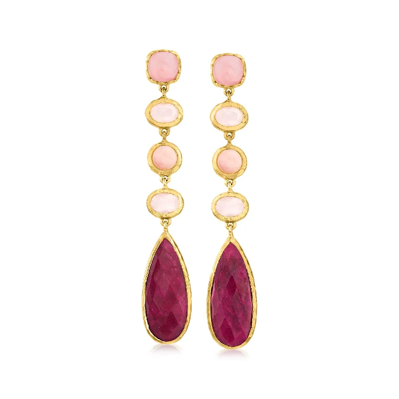 Bestselling Jewelry At Special Promotional Rates Ross-Simons Ruby and Multi-Gemstone Drop Earrings in 18kt Gold Over Sterling Bestselling Jewelry At Special Promotional Rates Ross-Simons Ruby and Multi-Gemstone Drop Earrings in 18kt Gold Over Sterling