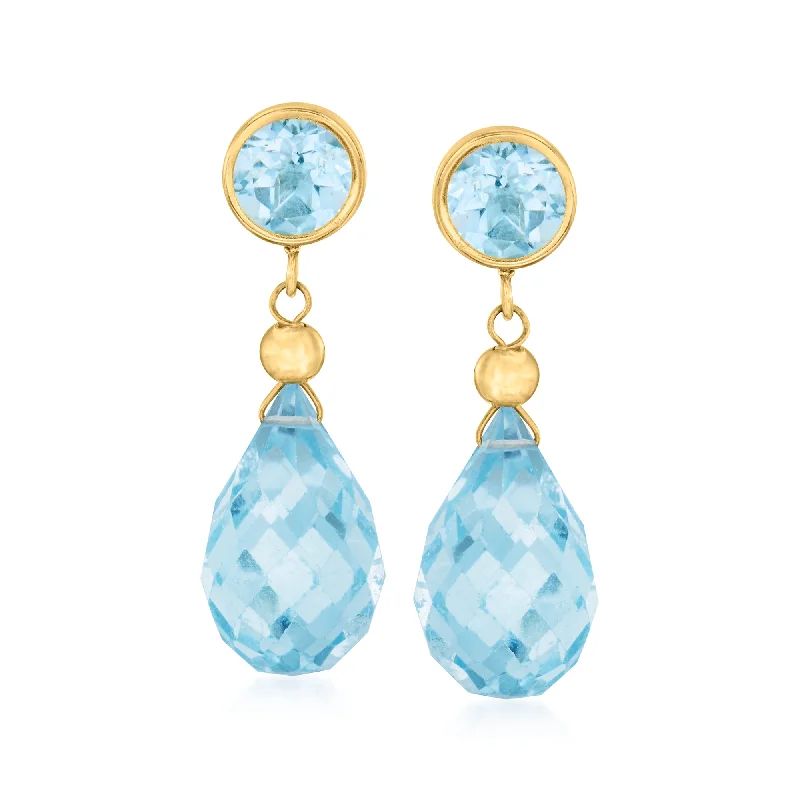 Sparkle More For Less – Jewelry Sale Happening Now Ross-Simons Sky Blue Topaz Drop Earrings in 14kt Yellow Gold Sparkle More For Less – Jewelry Sale Happening Now Ross-Simons Sky Blue Topaz Drop Earrings in 14kt Yellow Gold