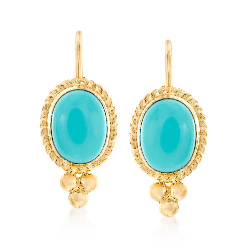 Jewelry Sale Bonanza – Grab Your Sparkle Now Ross-Simons Turquoise Rope-Edge Earrings in 14kt Yellow Gold Jewelry Sale Bonanza – Grab Your Sparkle Now Ross-Simons Turquoise Rope-Edge Earrings in 14kt Yellow Gold