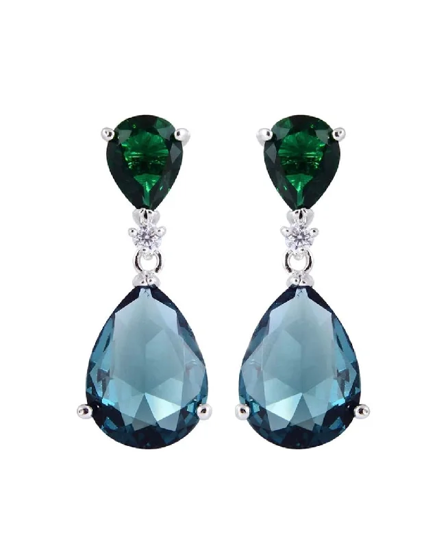 The Perfect Jewelry Piece At The Perfect Price Silver Tear Drop Two Tone Gemstone Earrings The Perfect Jewelry Piece At The Perfect Price Silver Tear Drop Two Tone Gemstone Earrings