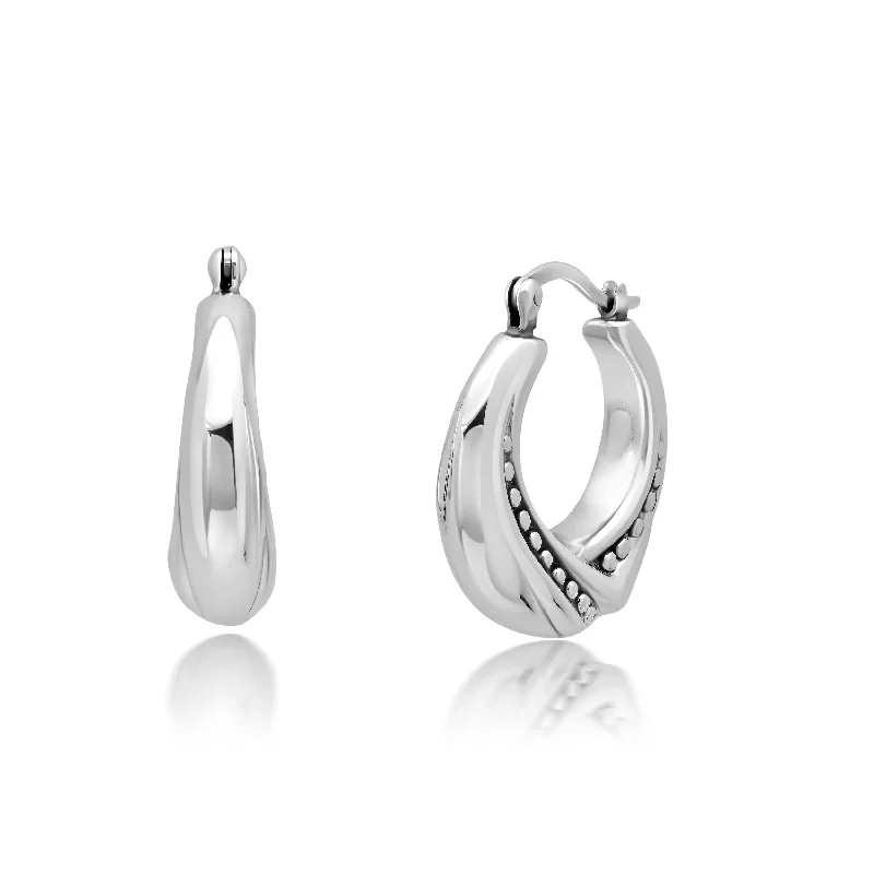 Elegant Rose Gold Jewelry For A Stylish Touch Sterling Silver 25X8 MM Hoop Earrings