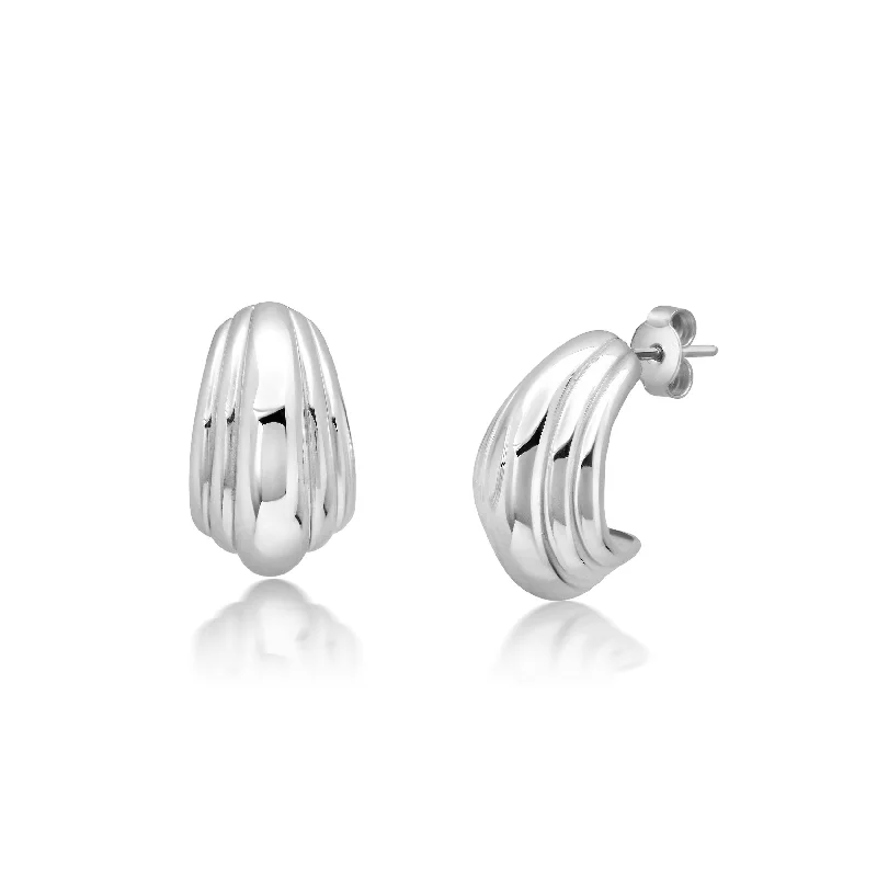 Versatile Layering Jewelry For Effortless Chic Sterling Silver Layered J-Half Hoop Earrings Versatile Layering Jewelry For Effortless Chic Sterling Silver Layered J-Half Hoop Earrings