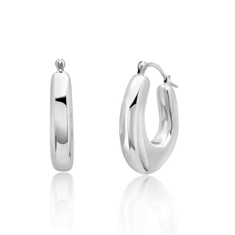 Premium Diamond Jewelry For Unforgettable Moments Sterling Silver Oval Polished Morph Hoop Earrings Premium Diamond Jewelry For Unforgettable Moments Sterling Silver Oval Polished Morph Hoop Earrings