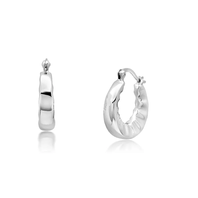 Romantic Heart-Shaped Jewelry For Special Gifts Sterling Silver Round Burst Hoop Earrings Romantic Heart-Shaped Jewelry For Special Gifts Sterling Silver Round Burst Hoop Earrings