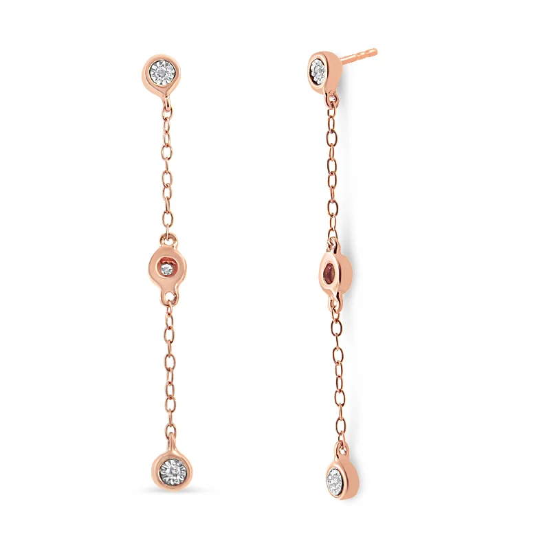 Timeless Jewelry Styles At Wallet-Friendly Prices 10K Rose Gold Plated .925 Sterling Silver 1/15 Cttw Diamond Dangle Earring Timeless Jewelry Styles At Wallet-Friendly Prices 10K Rose Gold Plated .925 Sterling Silver 1/15 Cttw Diamond Dangle Earring