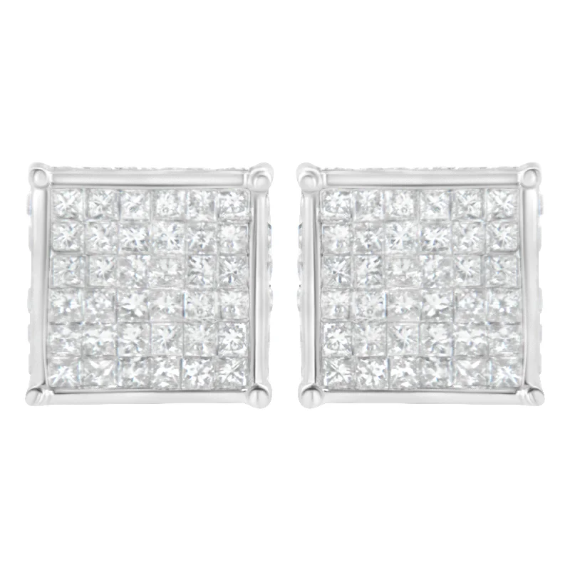 Affordable Gold-Plated Jewelry For Modern Fashion 10K White Gold 2ct TDW Princess-Cut Composite Diamond Stud Earring Affordable Gold-Plated Jewelry For Modern Fashion 10K White Gold 2ct TDW Princess-Cut Composite Diamond Stud Earring