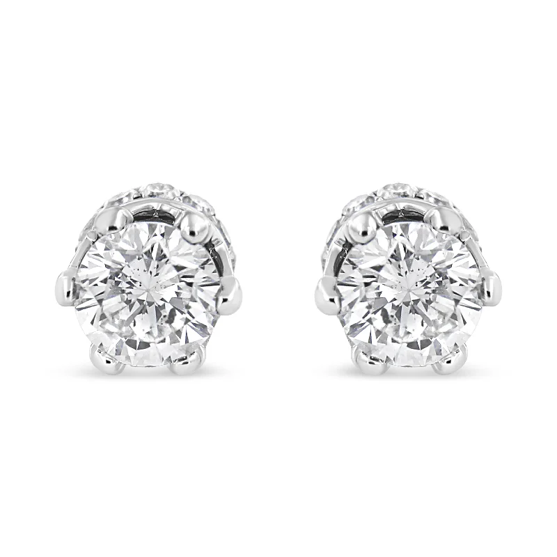 High-Quality Gemstone Jewelry For Special Occasions 14K White Gold 2.0 Cttw Round Cut Prong-Set Diamond Crown Stud Earring High-Quality Gemstone Jewelry For Special Occasions 14K White Gold 2.0 Cttw Round Cut Prong-Set Diamond Crown Stud Earring
