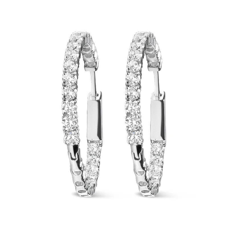 Trendy Minimalist Jewelry For Everyday Wear 14K White Gold 3.00 Cttw Lab Grown Diamond Inside Out Hoop Earrings Trendy Minimalist Jewelry For Everyday Wear 14K White Gold 3.00 Cttw Lab Grown Diamond Inside Out Hoop Earrings