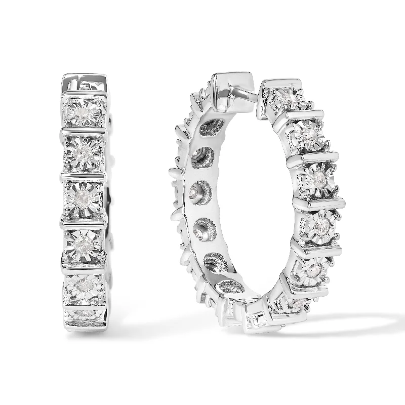 Shop High-Quality Jewelry At Jaw-Dropping Discounts .925 Sterling Silver 1/2 Cttw Diamond Bar and Plate Eternity Hoop Earrings Shop High-Quality Jewelry At Jaw-Dropping Discounts .925 Sterling Silver 1/2 Cttw Diamond Bar and Plate Eternity Hoop Earrings
