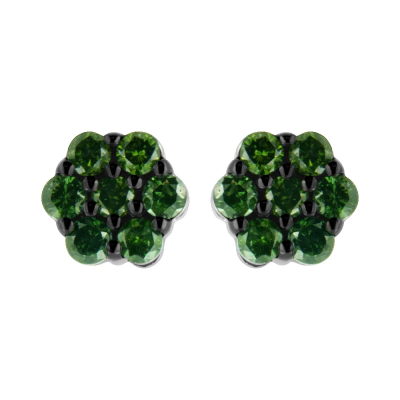 Jewelry Clearance Event – Stock Up Before It's Over .925 Sterling Silver Prong Set Round-Cut Treated Colored Diamond Floral Cluster Stud Earring Jewelry Clearance Event – Stock Up Before It's Over .925 Sterling Silver Prong Set Round-Cut Treated Colored Diamond Floral Cluster Stud Earring