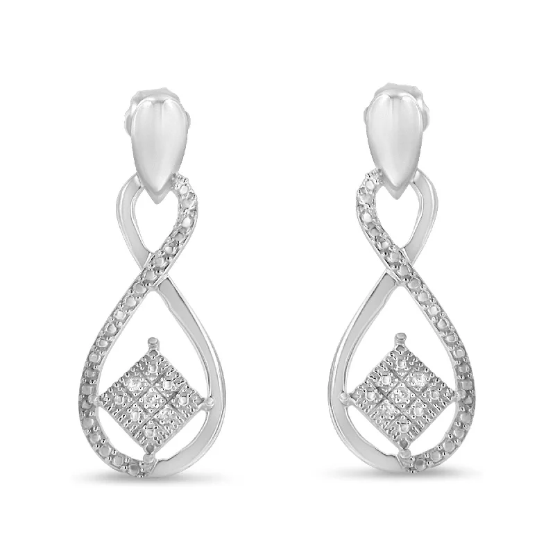Must-Have Jewelry At Unbelievable Discounts .925 Sterling Silver Round-Cut Diamond Accent Tilted Square and Infinity Drop Earrings Must-Have Jewelry At Unbelievable Discounts .925 Sterling Silver Round-Cut Diamond Accent Tilted Square and Infinity Drop Earrings