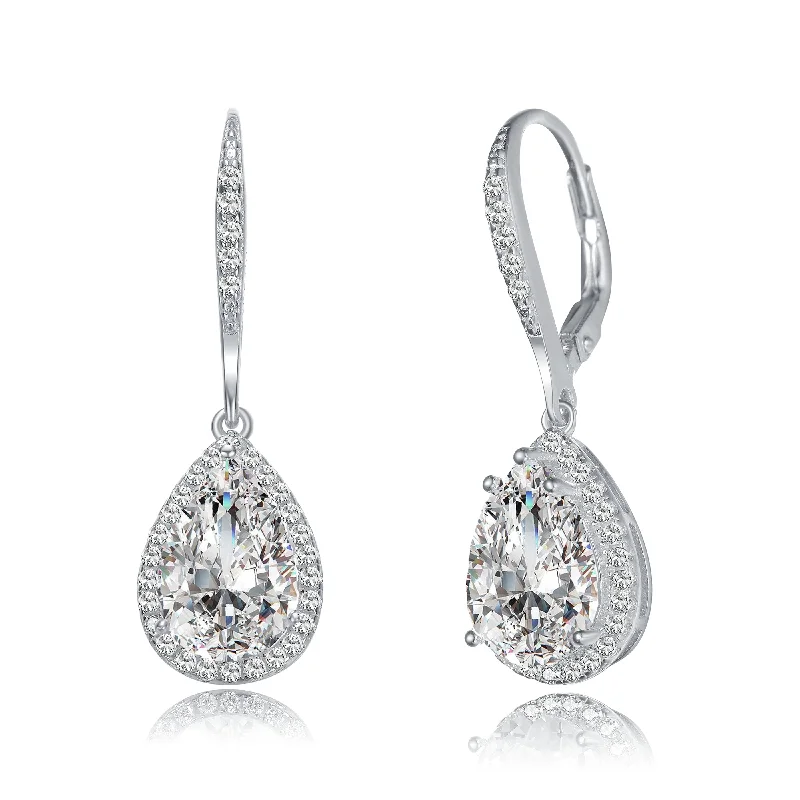 Stunning Statement Jewelry, Unbeatable Discounts GENEVIVE Sterling Silver Cubic Zirconia Pear Drop Earrings