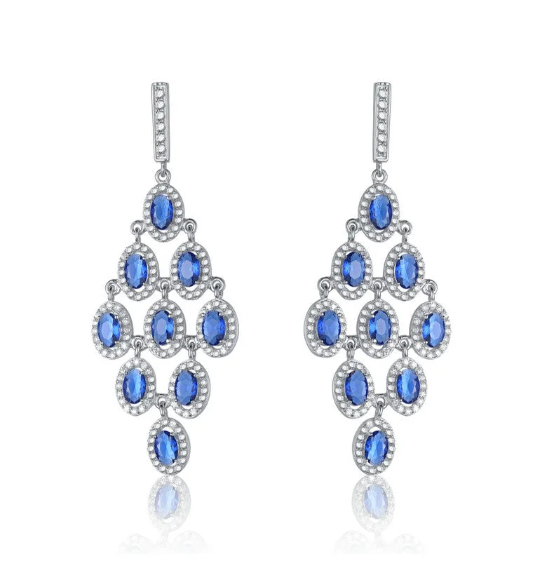 The Perfect Jewelry Piece At The Perfect Discount GENEVIVE Sterling Silver Sapphire Cubic Zirconia Chandelier Earrings The Perfect Jewelry Piece At The Perfect Discount GENEVIVE Sterling Silver Sapphire Cubic Zirconia Chandelier Earrings