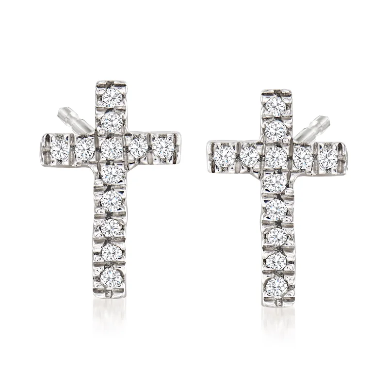 Your Dream Jewelry At Dream Prices Ross-Simons Cross Earrings With Diamond Accents in Sterling Silver Your Dream Jewelry At Dream Prices Ross-Simons Cross Earrings With Diamond Accents in Sterling Silver
