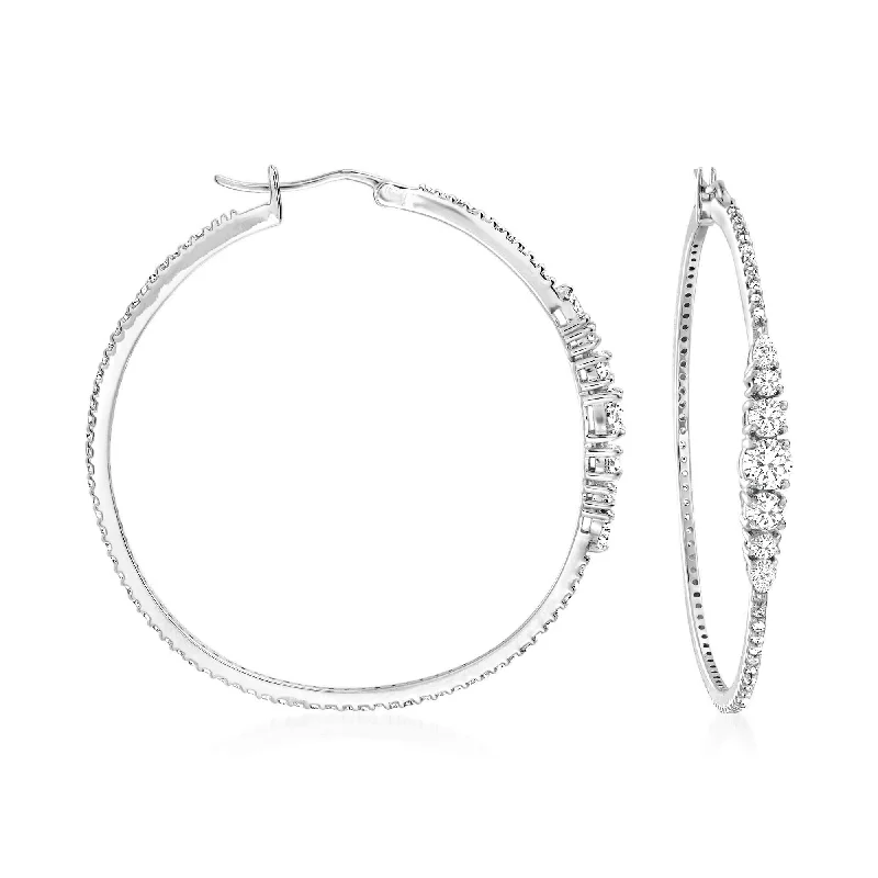 Grab Exquisite Jewelry At The Lowest Prices Ross-Simons CZ Hoop Earrings in Sterling Silver Grab Exquisite Jewelry At The Lowest Prices Ross-Simons CZ Hoop Earrings in Sterling Silver