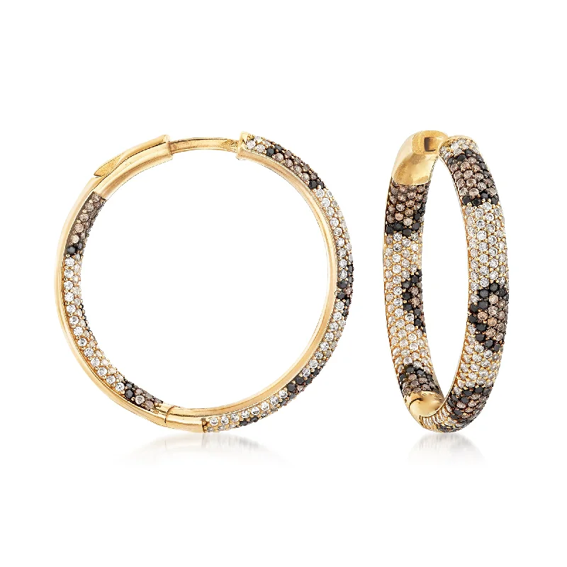 Handcrafted Beauty At Affordable Prices Ross-Simons Multicolored CZ Leopard Inside-Outside Hoop Earrings in 18kt Gold Over Sterling Handcrafted Beauty At Affordable Prices Ross-Simons Multicolored CZ Leopard Inside-Outside Hoop Earrings in 18kt Gold Over Sterling