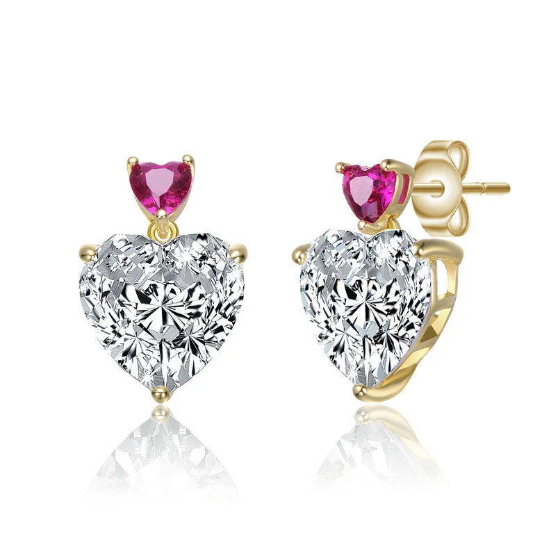 Unmissable Jewelry Clearance – Final Reductions Sterling Silver 14k Gold Plated with Colored Cubic Zirconia Two-Stone Heart Dangle Earrings Unmissable Jewelry Clearance – Final Reductions Sterling Silver 14k Gold Plated with Colored Cubic Zirconia Two-Stone Heart Dangle Earrings