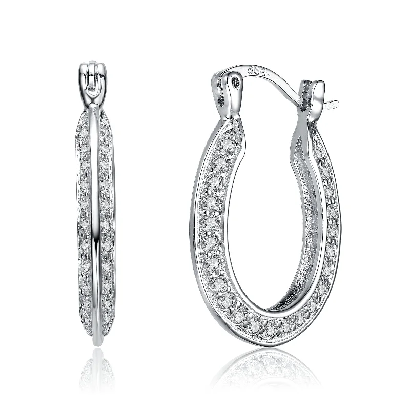 Jewelry Clearance – Final Chance To Save Big Sterling Silver White Gold plated Cubic Zirconia Horseshoe Hoop Earrings Jewelry Clearance – Final Chance To Save Big Sterling Silver White Gold plated Cubic Zirconia Horseshoe Hoop Earrings